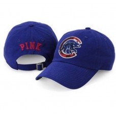 NWOT VICTORIA&apos;S SECRT PINK MLB BLUE CHICAGO CUBS SEQUIN BLING BASEBALL HAT CAP  eb-91953051